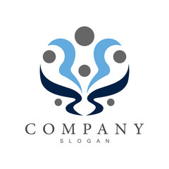 healthy people group logo template, abstract people icon