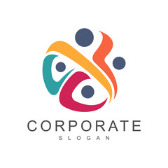 colorful people logo, happy people logo design