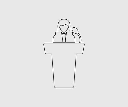 recommend clip art: Speaker line icon on gray background.
