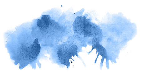 Abstract watercolor background hand-drawn on paper. Volumetric smoke elements. Blue, Marina color. For design, web, card, text, decoration, surfaces.