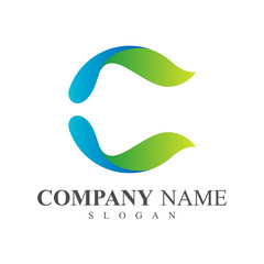 abstract letter c logo, nature letter c initial name logo template
