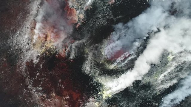 Aerial Footage of Krakatoa looking down into the crater (Anak Krakatau) taken Oct 2017 - Static Shot - Raw Footage