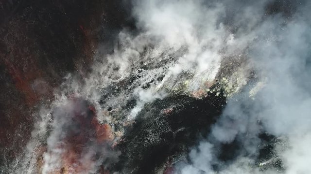 Aerial Footage of Krakatoa looking down into the crater (Anak Krakatau) taken Oct 2017 - Raw Footage