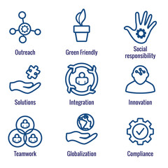 Core Values Outline / Line Icon Conveying Integrity - Purpose