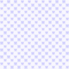 Violet checkered pattern with hearts. Seamless vector background