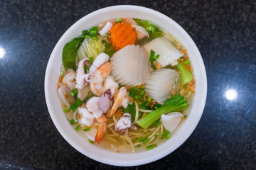seafood noodle with soup Khmer style