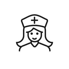 Female doctor line icon, physician outline vector logo illustration, linear pictogram isolated on white