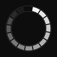 Fototapeta na wymiar Round download sign isolated on black background. Load icon. Data loading bar. Vector stock illustration