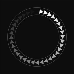 Round download sign isolated on black background. Load icon. Data loading bar. Vector stock illustration