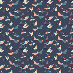 Seamless pattern of paper boats. Background for poster or cover. Vector seamless pattern for textiles, wallpaper or wrapping 