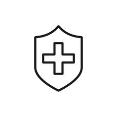 Vector shield and cross icon. Medicine concept. Premium quality graphic design. Modern signs, outline symbols collection, simple thin line icons set for websites, web design, mobile app, infographics