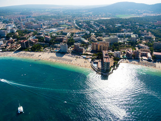 Aerial view, flight over the bay of Palma Nova, Mallorca, Balearic Islands, Spain © David Brown