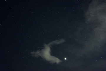 moon and stars in sky