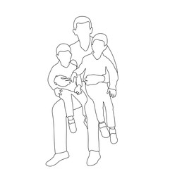 Fototapeta na wymiar sketch family with children sitting, lines