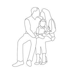 vector, isolated, sketch family sits, lines