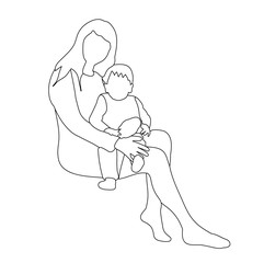 Fototapeta na wymiar vector, isolated, sketch family sits, lines