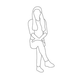 sketch girl, woman sitting, lines