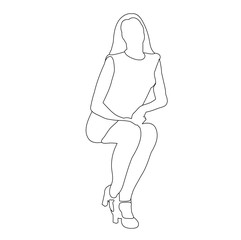  isolated sketch girl sitting