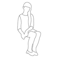 vector, isolated, sketch of a child sitting