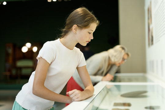 Teenage girl visiting museum
