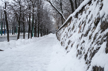 alley snowy city