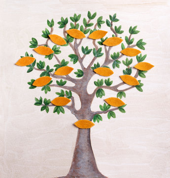 Painted family tree with copy space
