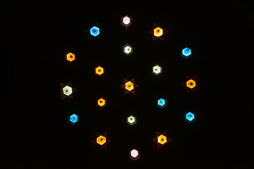 Ceiling at Bayt Al-Suhaymi, being a very abstract and beautiful colorful background.