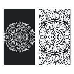 Set of two design template brochures, cards, invitations, flyers with mandala ornament for a yoga studio. Vector illustration
