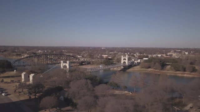 Waco, Texas Brazos river drone shot