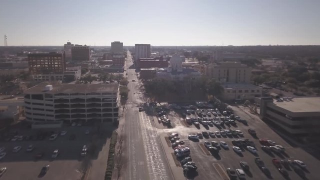 Waco, Texas Downtown And Courthouse Drone Shot