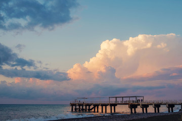 Pier on the empty beach