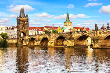 Fototapeta na wymiar Prague Charles Bridge and the Old Town Tower