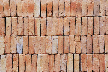 Pile of Red Bricks as Background