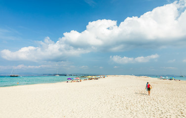 Playa de ses Illetes is the most popular beach of Formentera. Formentera island. Spain