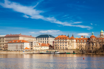 The beautiful old town of Prague city and the Vltava river