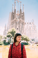 Barcelona, Spain. Portret Of Caucasus Beautiful Woman On Backgro