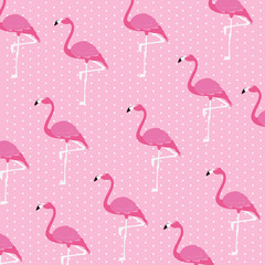 Naklejka premium beautiful flamingos birds flock pattern