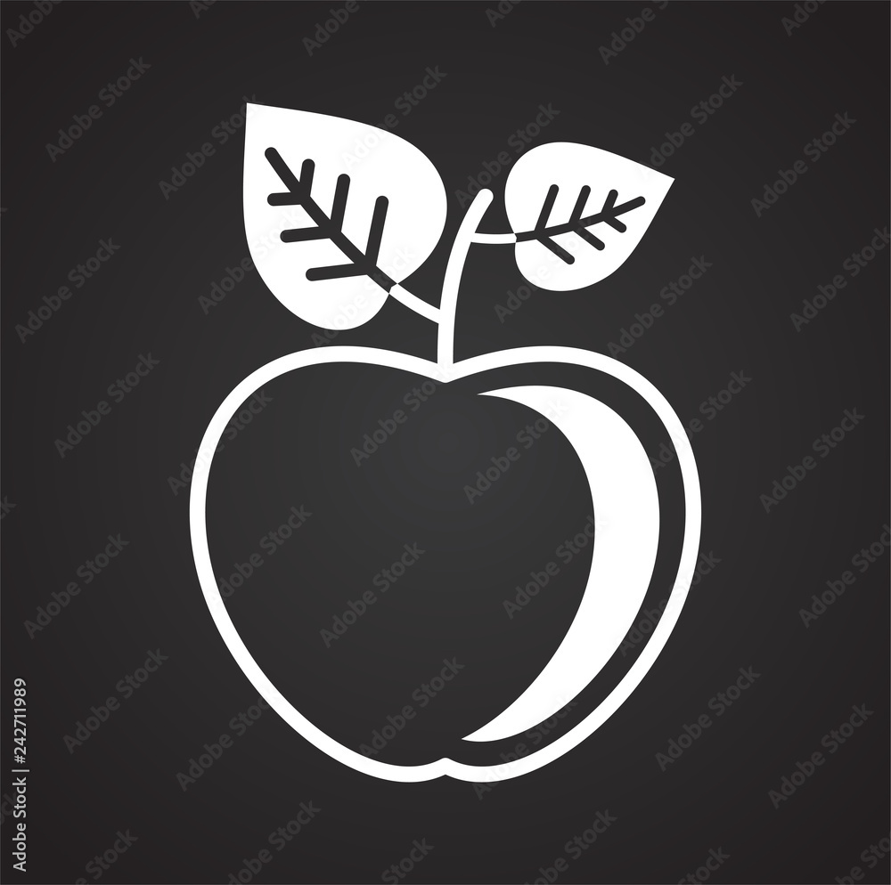 Poster ecology fruits icon on black background for graphic and web design, modern simple vector sign. inter