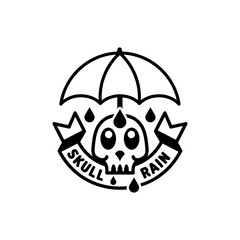 Skull and umbrella. Weather. Postcard, card, poster design, website design, logo, banner.