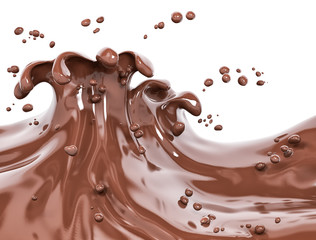 Splash chocolate abstract background 3d rendering
