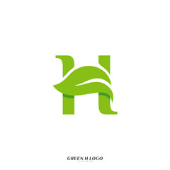 Letter H with Leaf logo design concept vector. Initial H Nature logo template