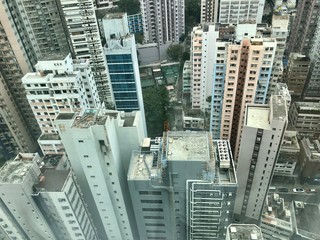 Hong Kong city skyscrapers from above