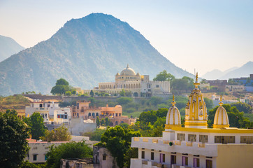 Panoramic view on city Pushkar, Rajasthan, India.