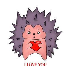Valentine's day card with cute hedgehog