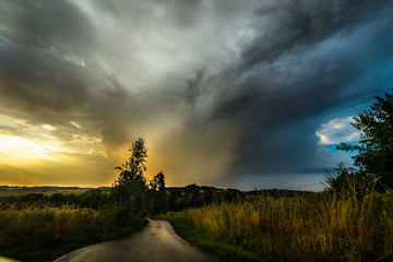 Heavy clouds on sunset