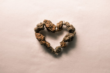 Weed Cannabis Marijuana Ganja in Heart Shape