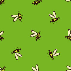 Seamless Pattern with Flying Bees