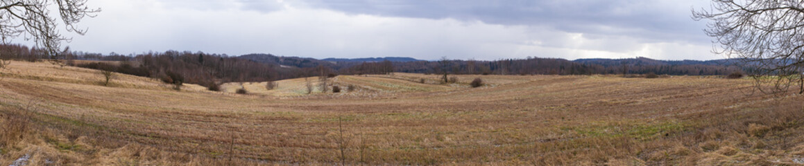 Fototapeta premium Brown field at spring time