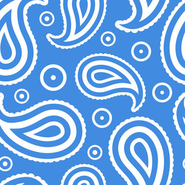 Simple paisley seamless pattern in flat style.