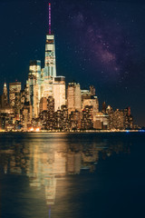New York City beautiful night over Manhattan